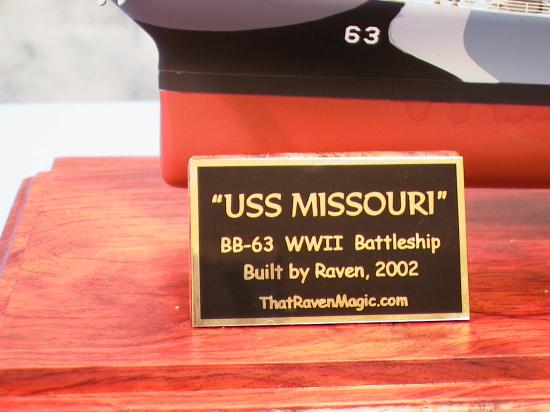 USS Missouri nameplate